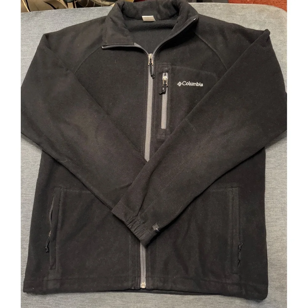 Columbia Mens Interchange‎ Fleece Jacket Black Full Zip Mock Neck Small